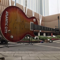 Hard Rock Casino Places Les Paul Gibson Guitar Sign on Hotel